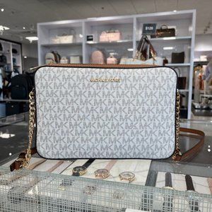 NWT Michael Kors Jet Set MK Signature Crossbody Bag, Large - Vanilla